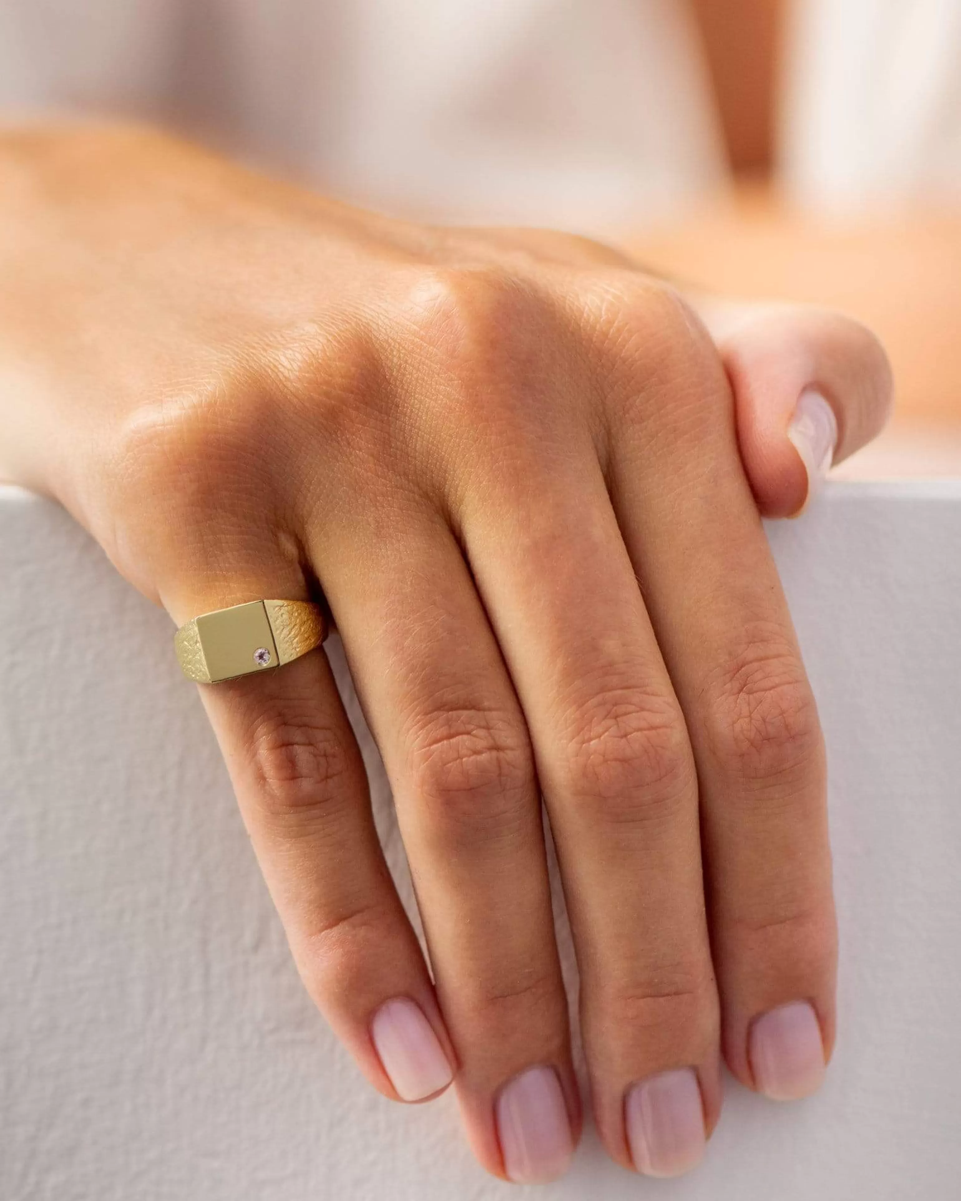 Gemstones^BRUNA The Label Cannes Pinky Ring 18k Gold Vermeil & Gemstones